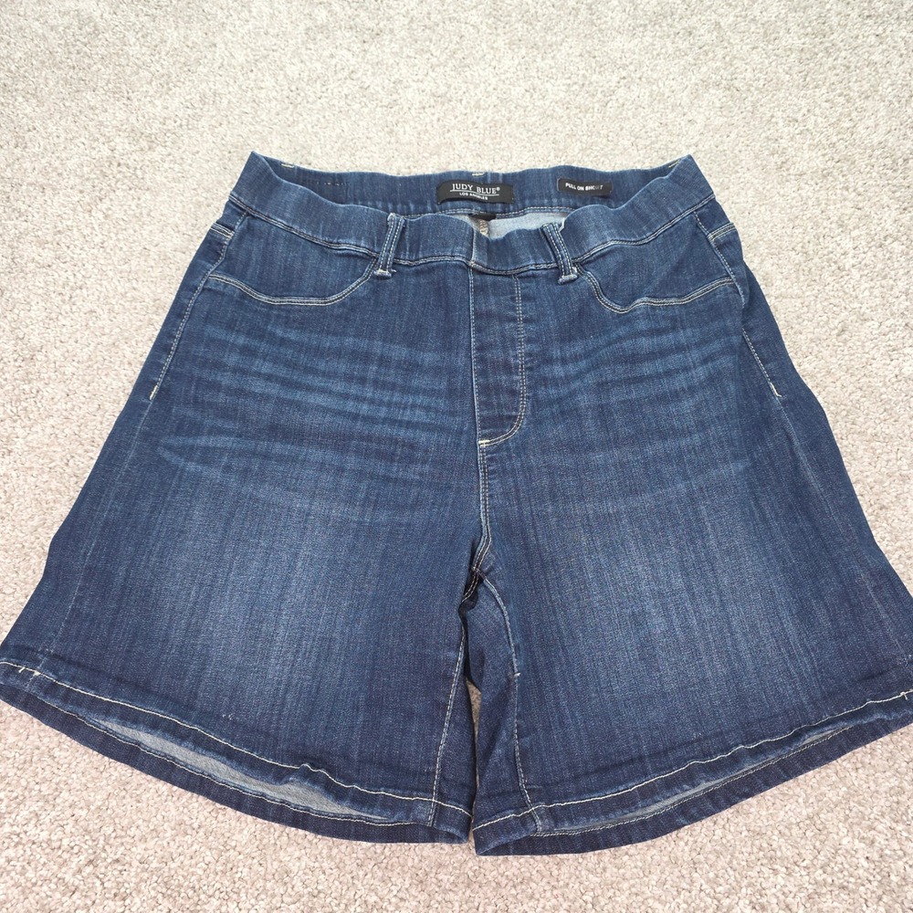 Judy Blue Los Angeles Dark Wash Pull On Denim Shorts Womens 2XL High Rise